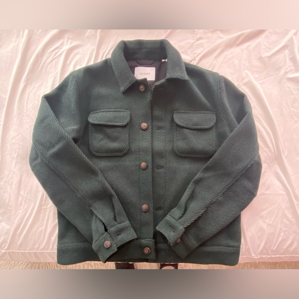 Les Deux Nash 2.0 Wool Hybrid Jacket in Pine Green